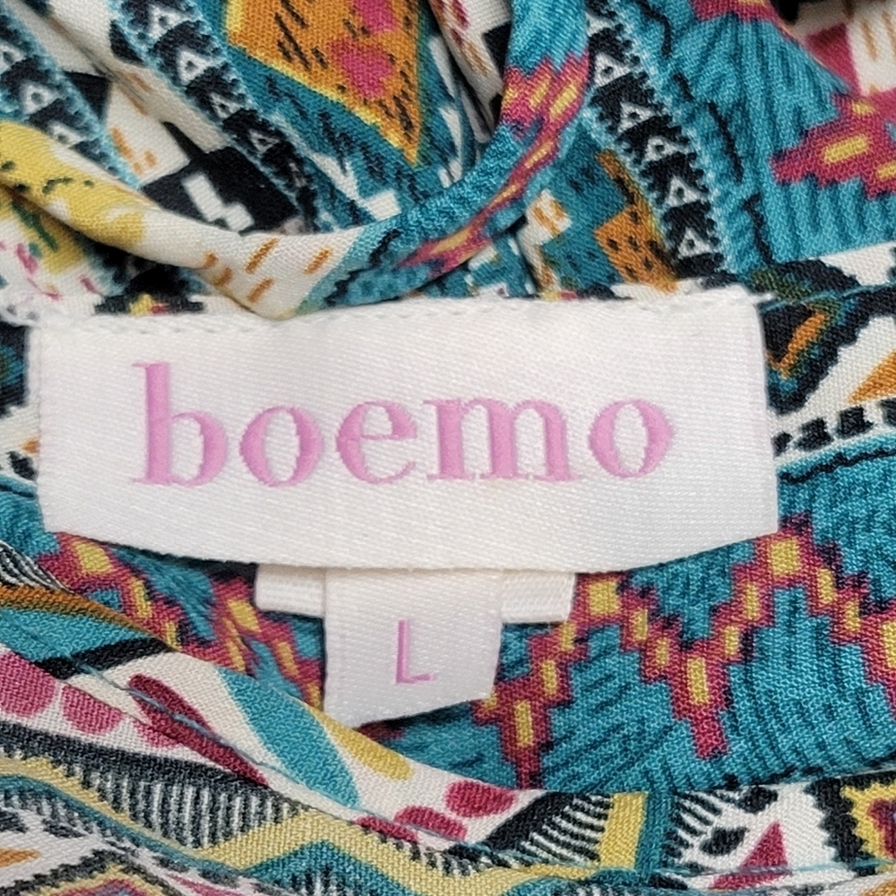 Antropologie Boemo Aztec Soutwestern Ruffle Short Skeeve Boho Mini Dress. - Picture 2 of 7